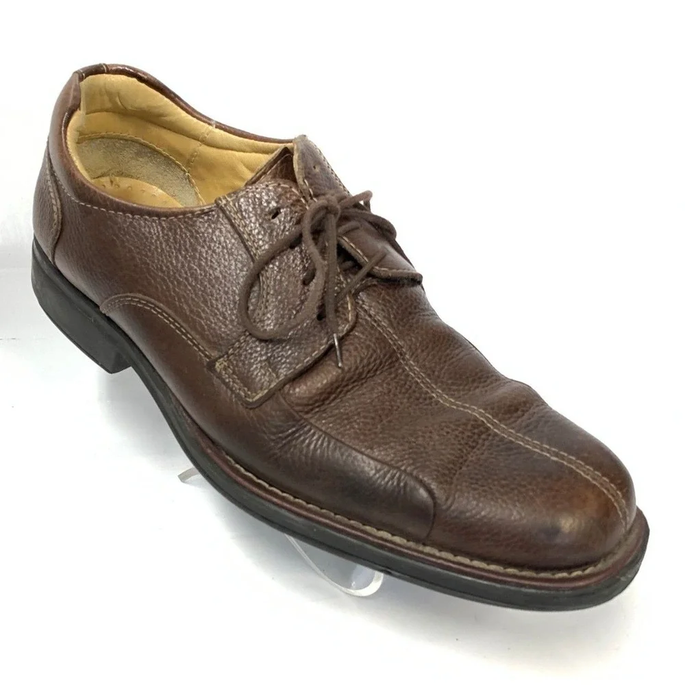 Studio Belvedere Mens Brown Pebbled Leather Square Toe Derby Shoes Size‎ 10.5 D